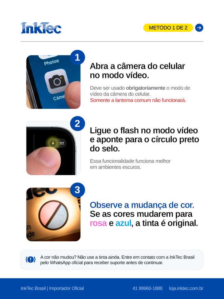 Teste do flash no selo InkTec